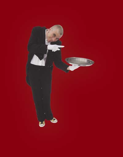 Komischer Kellner Comedy Show und Feuershow